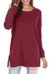 Levaca Women's Fall Long Sleeve Plus Pullover Side Split Loose Casual Tunic Tops