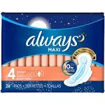 Always Maxi Overnight Pads with Flexi-Wings, Size 4 - 26 count