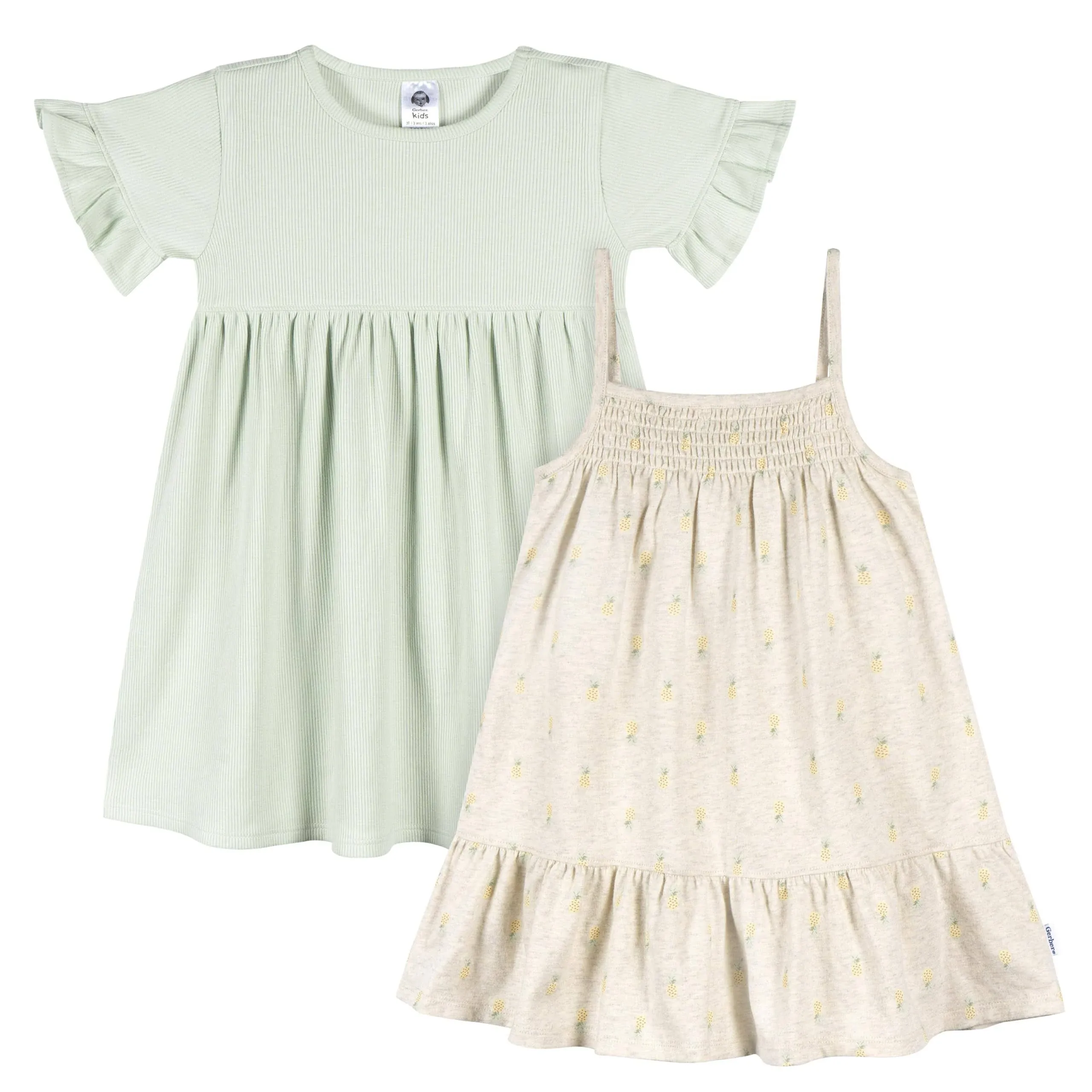 Gerber Girls' Toddler Short-Sleeve and Sleeveless Dress Set