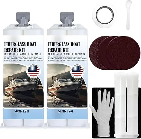 13PCS Fiberglass Repair Kit，100ml Gelcoat Repair Kit for Boats,Fiberglass Kit Can Quickly Repair Cracks, Scratches, Gaps, Suitable for Glass Fiber, Acrylic Resin, Porcelain, Ceramics, Enamel