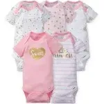 Gerber Baby Girls' 5-Pack Short Sleeve Variety Onesies Bodysuits