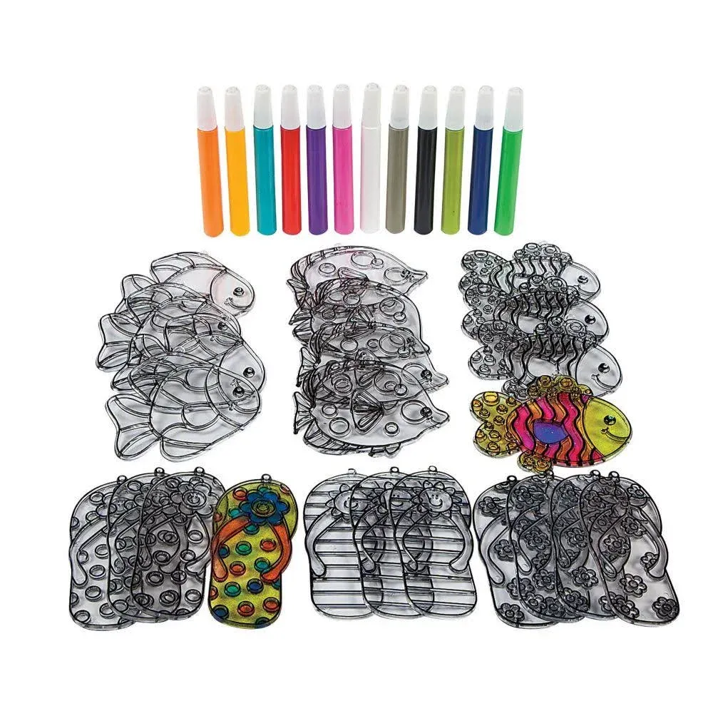 Fun Express Tropical Suncatcher Kit - Craft Supplies - 48 Pieces