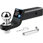 Trailer Hitch Ball Mount with 2 inch Ball & Hitch Pin, Solid Tow Hitch Fits 2 inch Receiver, 6000lbs, 2” Drop, Black