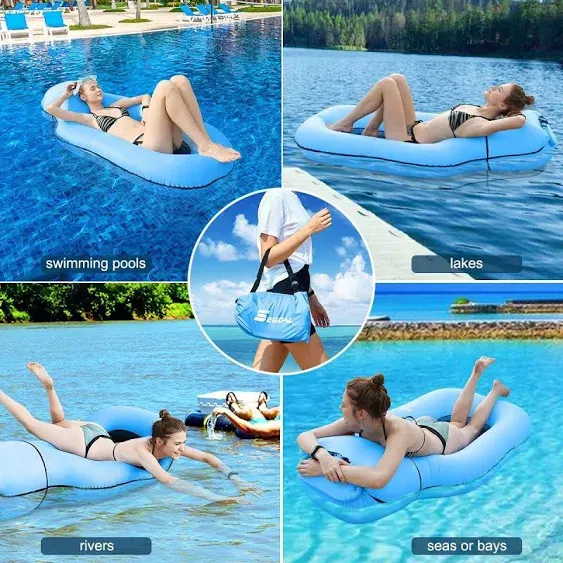 SEGOAL Pool Floats Inflatable Floating Lounger Chair Water Hammock Raft Swimming Ring Pool Float, Lightweight Single Layer Nylon Fabric No Pump Required