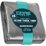 Core Tarps 12-ft x 16-ft Silver Waterproof Standard Polyethylene 16-mil Tarp