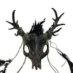 Attitude Studio Buck Deer Skull Animal Mask With Antlers for Women, Men, Copper