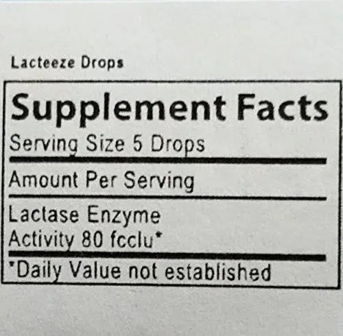 2 Pack Lactase Enzyme Lacteeze Drops 15.5 ml Liquid