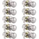 10 pack Gobrico Stainless Passage Door Lock Satin Nickel Interior Keyless Round.