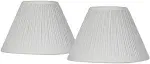 Springcrest Set of 2 Bell Lamp Shades White Mushroom Pleated Small 5" Top x 11" Bottom x 7.5" Slant Candelabra Clip-On Fitting