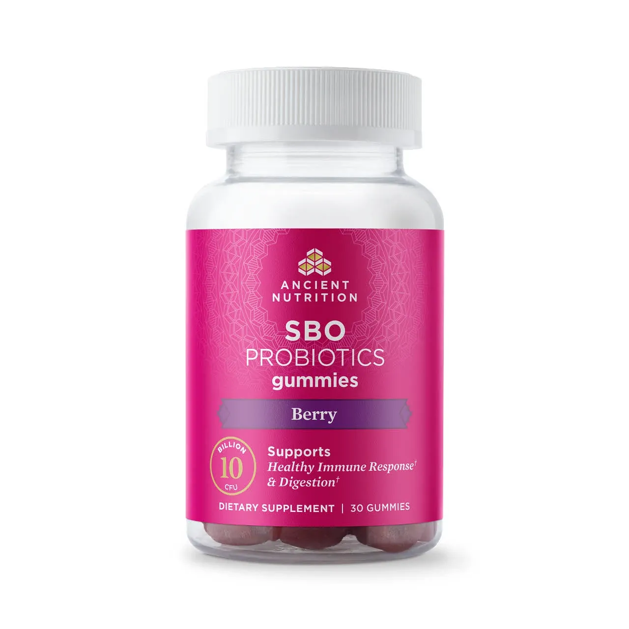 Ancient Nutrition, SBO Probiotics Gummies, Berry, 10 Billion, 30 Gummies (5 ...