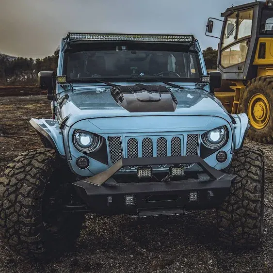 Front Grill with Mesh Matte Black Grille For 2007-2018 Jeep Wrangler Sahara