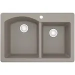 Karran 33" Drop In/Topmount Quartz Composite Kitchen Sink, 60/40 Double Bowl, Concrete, QT-610-CN