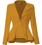 Hybrid & Company Women Double Notch Lapel Office Blazer JK43864 1073T Mustard S