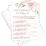 Floral Baby Who Knows Mommy Game | Set of 50