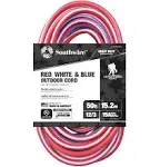 Coleman Cable 172-02548USA1 12- 3 50 ft. Sjtw Red- White&amp; Blue Made In Usa Cord