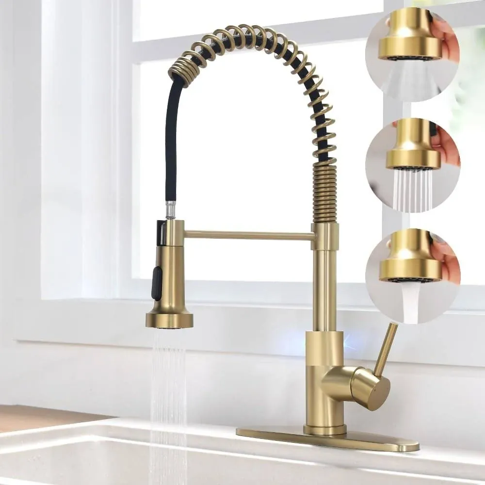 VIDEC KW-56J  Smart Kitchen Faucet, 3 Modes Pull Down Sprayer, Smart LED For Water Temperature Control, Ceramic Valve, 360-Degree Rotation, 1 or 3 Hole Deck Plate.