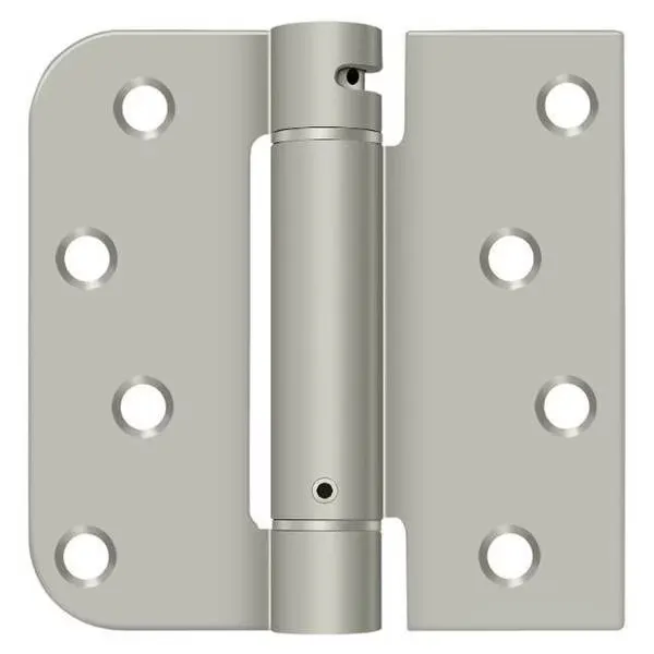 Left Hand 4" X 4" 5/8" Radius By Square Spring Hinge Satin Nickel