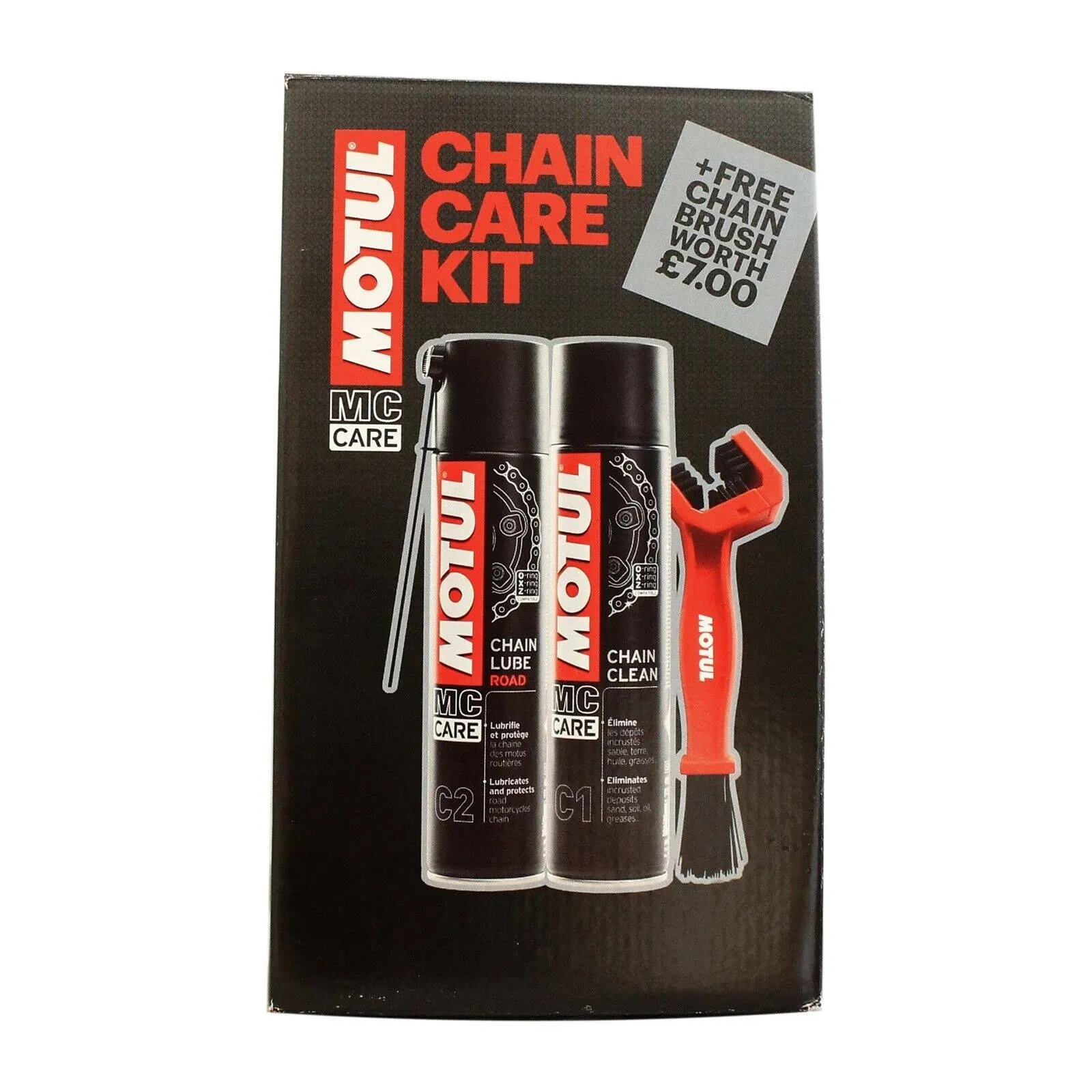 Motul Chain Care Cleaning / Cleaner Lube + Brush Kit For Motorcycle