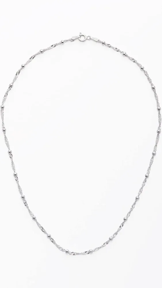 Amazon Essentials Sterling Silver Singapore Bead Chain Station Necklace (previously Amazon Collection)