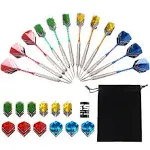 12 Pcs of 24 Grams Professional Metal Darts for Dartboard with Extra Flights, Dart Sharpener & Storage Bag