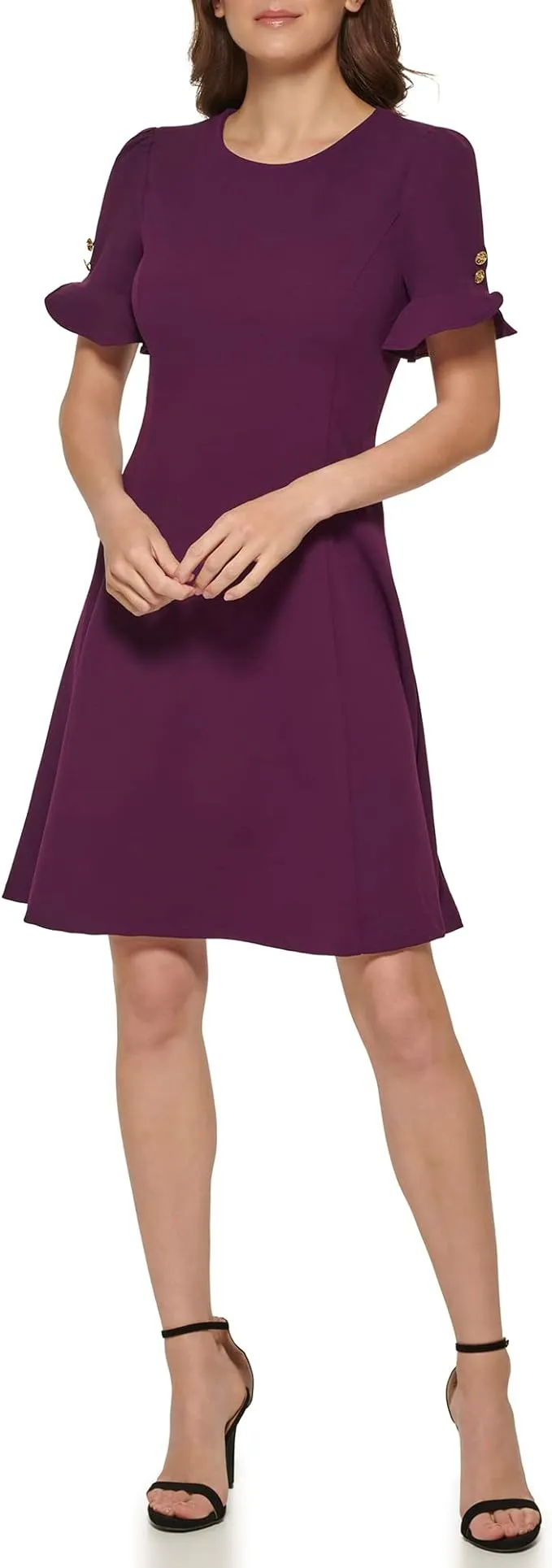 Womens Flounce Midi Fit & Flare Dress