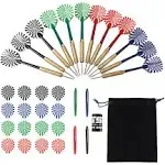 GSE Games & Sports Expert 12 Pcs of 18/24 Grams Steel Tip Darts, Professional Darts Metal Tip Set, Metal Darts for Dartboard with Extra Flights, Dart Sharpener & Storage Bag