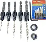 FTG USA Countersink Drill Bit Set 5 Pc Countersink Drill Bit #4#6#8#10#12 Tapered Drill Bits with Improved Countersink Connection Drill Bit to Hex