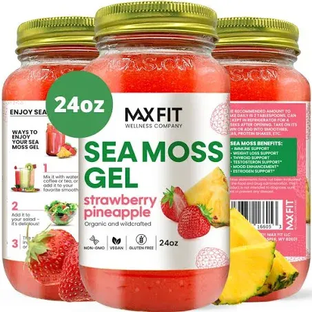 Sea Moss Gel 24oz Wildсrafted Gold Sea Moss Gel from Saint Lucia | 92 Vitamins and Minerals | Pure Raw+Non-GMO | Vegan Superfood