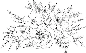 Love Karla DWPK3904 Peony and Rose Wall Decal, Black