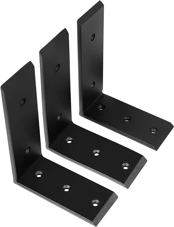 HECASA Countertop Support L Shelf Brackets for Wood Quartz Granite Concret Countertops Corbel Wall Heavy Duty 6"x8" 500 LBS Capacity 3 Pcs Black Steel