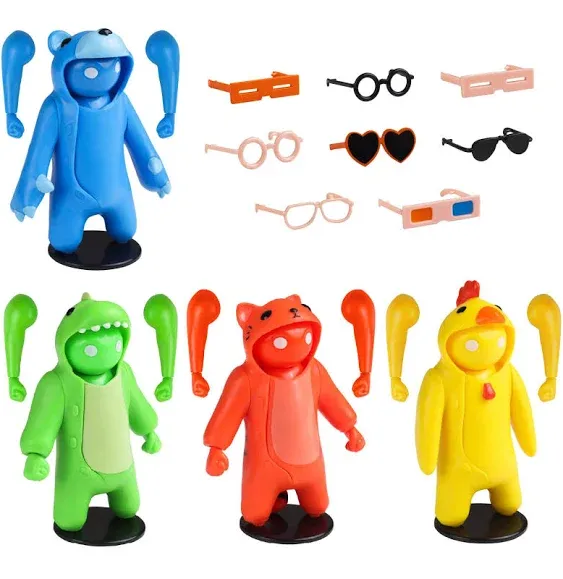 Gang Beasts Action Figures Ultimate Collectors Set – 5 Figures – 6.5 Inches - Video Gamer Toys - Four Characters and Accessories Included - Superhero Toys for Boys & Girls Official Gang Beasts Toys