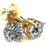 1/3Ct Round Brilliant Cut Natural Diamond Stud Earrings in 14K Gold Basket