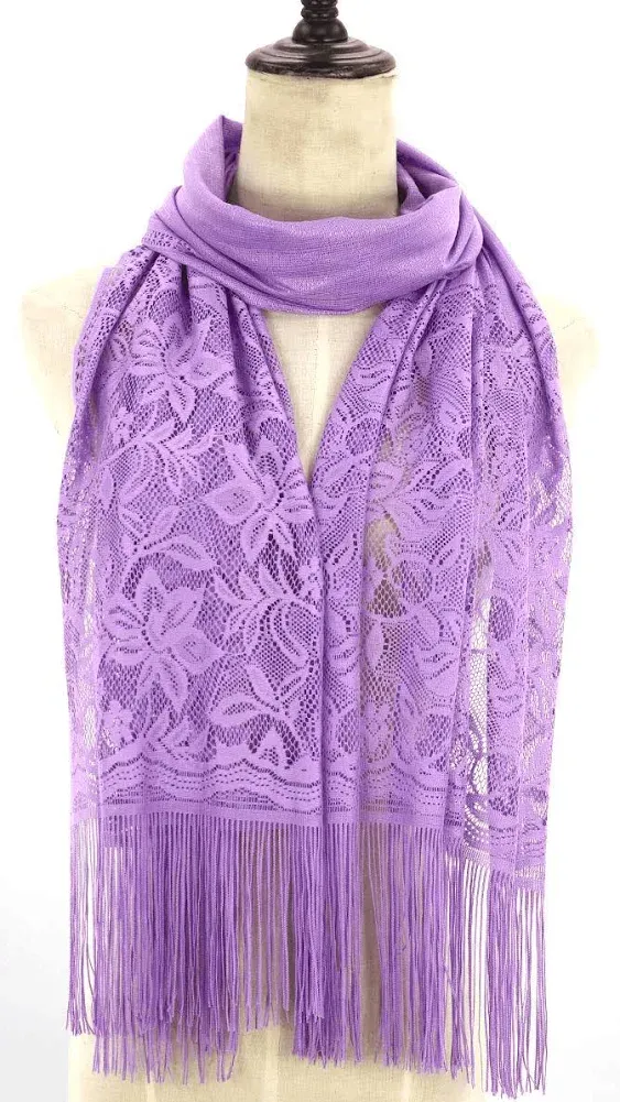 RIIQIICHY Womens Floral Lace Scarf Pashmina Scarves for Women Shawls and Wraps for Evening Dresses Pink