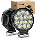 Nilight LED Pods 2Pcs 4.5Inch 42W 4200LM Round Flood Light Off Road Lights Fog Lights Driving Roof LED Light Bar Work Light for ATV UTV SUV Truck Boat (15017C-B), White