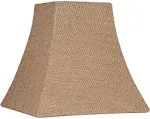 Burlap Small Square Lamp Shade 5.25" Top x 10" Bottom x 9.5" Slant x 9" High (Spider) Replacement with Harp and Finial - Springcrest