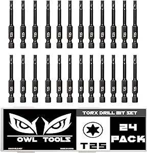 T25 Torx Bits 24 Pack 2 Inch Impact Grade 8 Point Torx Star Bit With Hex Shank