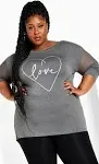 Avenue | Women's Plus Size Mesh Sleeve Top - Charcoal - 16W