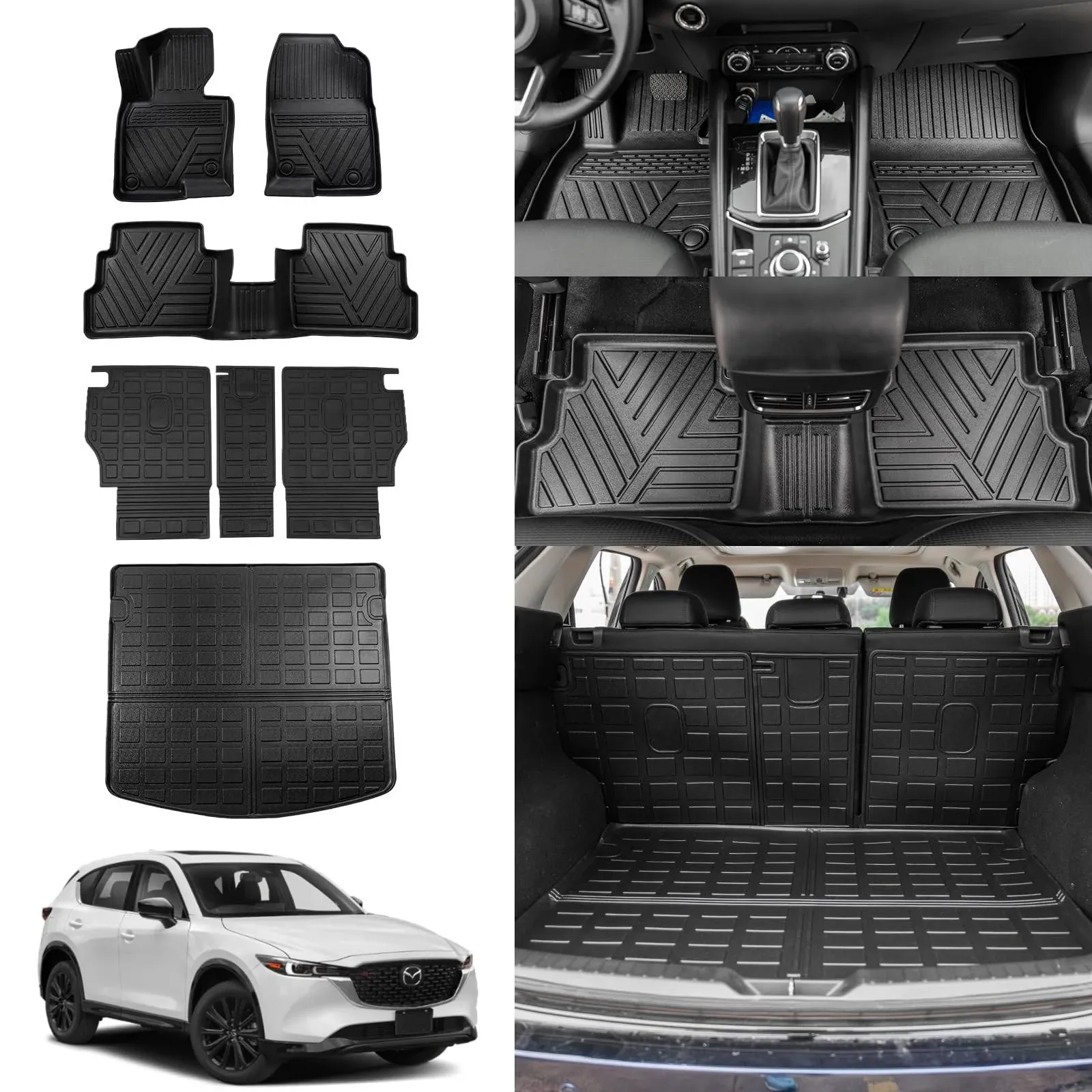 Rongtaod Floor Mats Compatible with 2023 2024 Mazda CX5 Floor Mats Trunk Mat ...