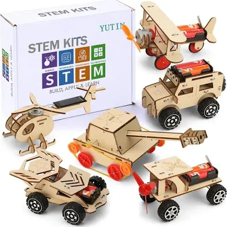 STEM Kits for Kids Age 8-10 10-12, 6 Set Science Kits for Kids Age 8-12 5-7, Wood Building Projects Crafts Model Car Kits, Wooden 3D Puzzles, STEM Toys for Boys 7 8 9 10 12 13 Year Old Birthday Gifts