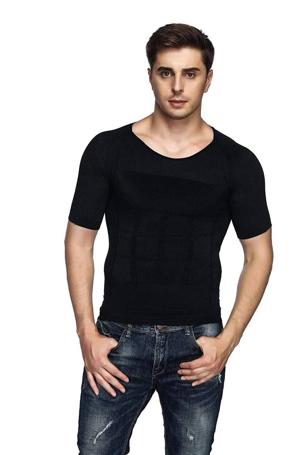 Odoland Men's Body Shaper Slimming Shirt Tummy Vest Thermal Compression Base ...