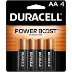 Duracell AA Coppertop Alkaline Batteries, 4-Pack