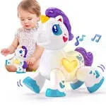 hahaland Toys for 1 Year Old Girl Toddler Girl Toys Unicorn Musical Light up Baby Girls, Interactive Travel One Year Old Girl Christmas Stocking Stuffers