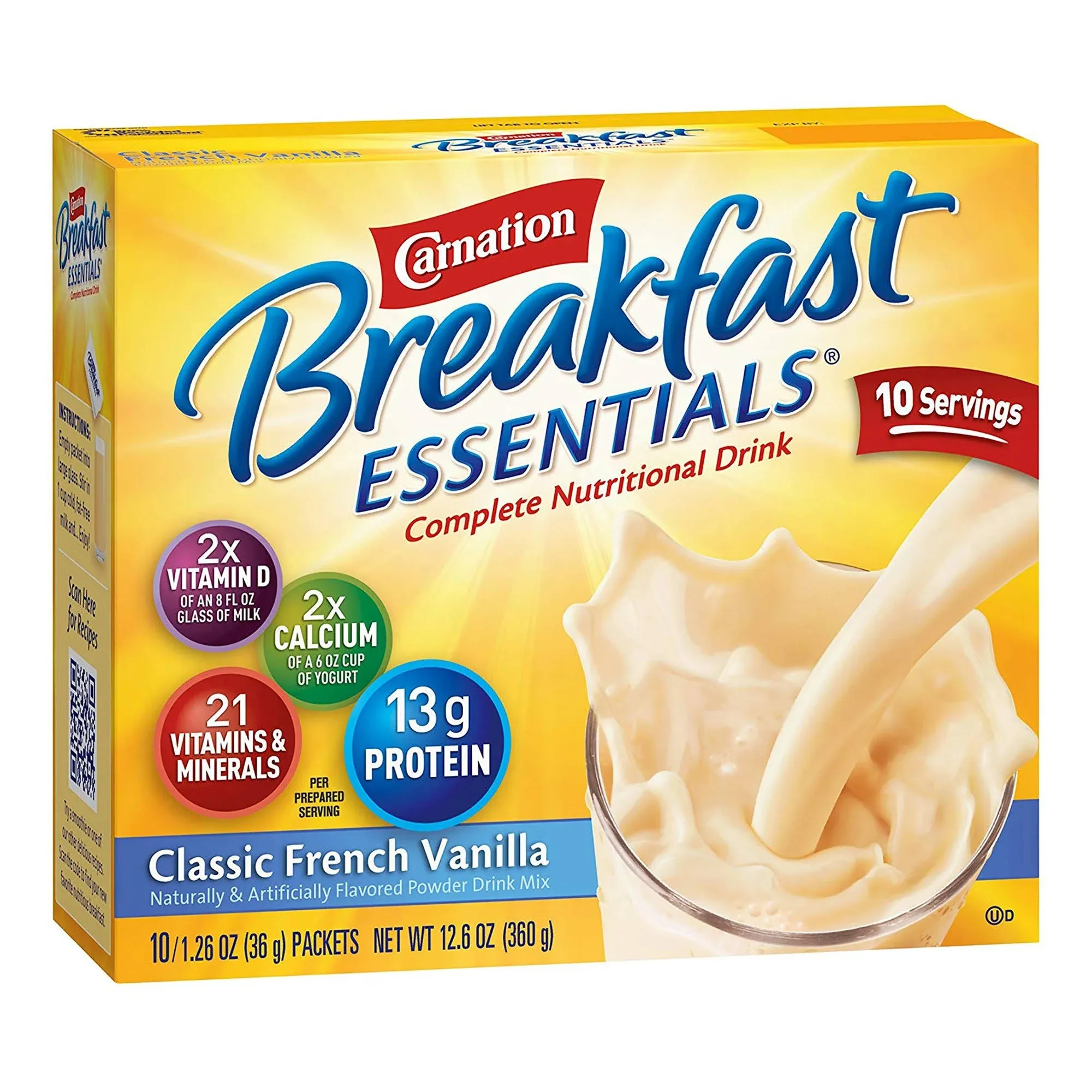 Carnation Breakfast Essentials Drink Mix, Nutritional Powder, Variety Pack - 10 pack, 1.26 oz packets