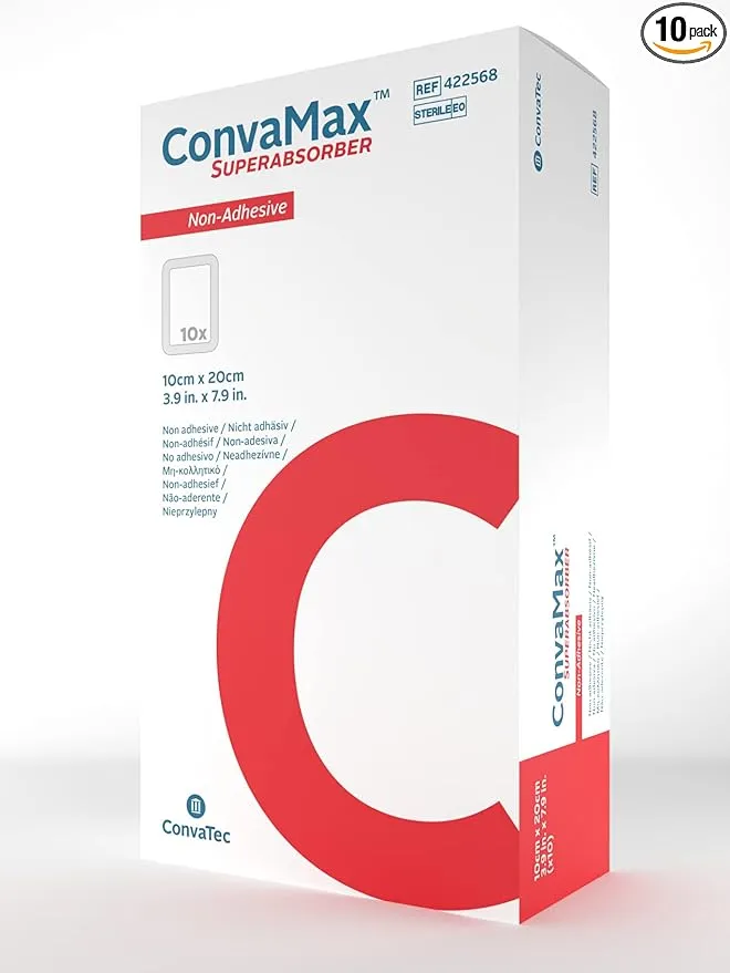 ConvaMax Superabsorber Non-Adhesive Dressing 4 inchx8 inch Soft Absorbent Wound ...