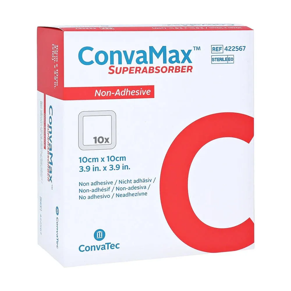 ConvaMax Superabsorber Non-Adhesive Dressing 4 inchx8 inch Soft Absorbent Wound ...