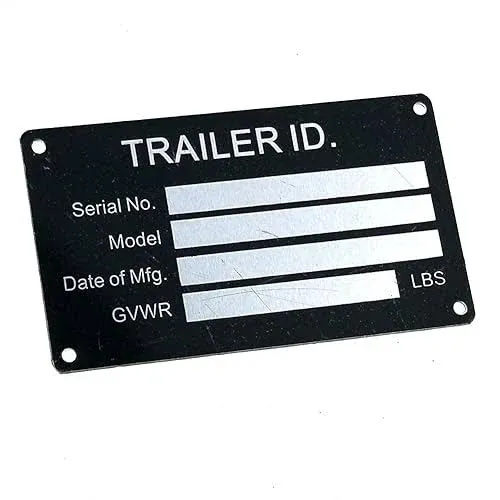 Blank Trailer VIN ID Plate Data TAG Serial Model Number Identification VIN/Serial Number, Model, Date of MFG and GVWR