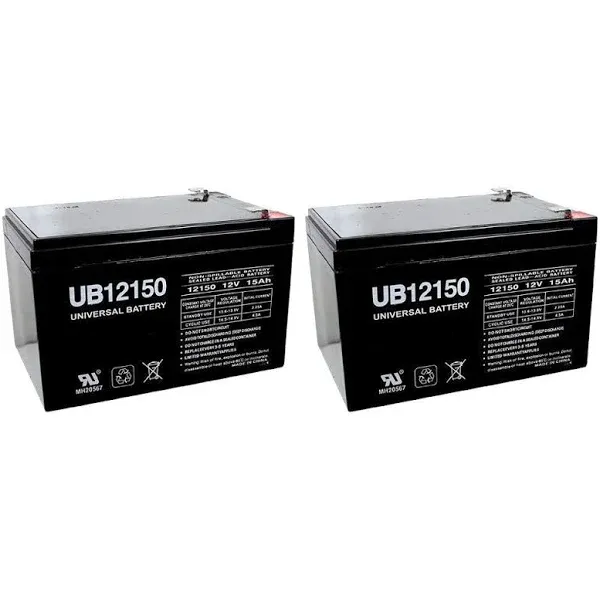 UPG 2 Pack - 12V 15AH F2 Replacement Battery for Pride Mobility BATLIQ1013