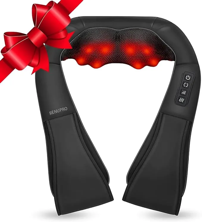 Shiatsu Neck and Back Massager for Pain Relief with Soothing Heat, Deep Tissue Kneading Massage for Shoulders and Legs, Gift for Home, Office, and Car Use