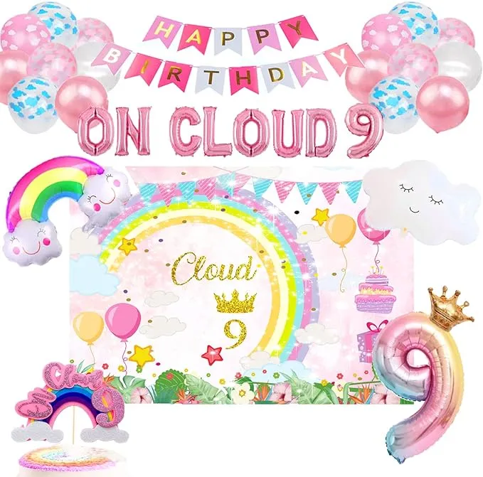 on cloud 9 birthday decorations for girlson cloud 9 party decorations9th birt...