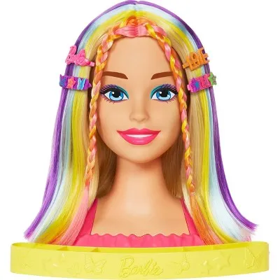 Barbie Totally Hair Neon Rainbow Deluxe Styling Head